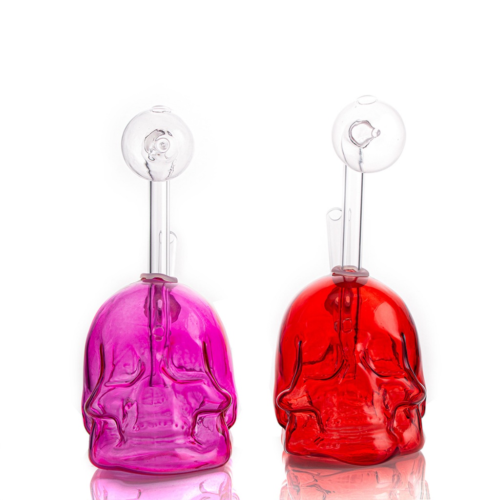 บ้องแก้วใหญ่ สองด ้ าน Skull Pyrex แก ้ ว Bong Dab Rig + 10 มม.บ้อง Burner +หลอดแก้ว H2541