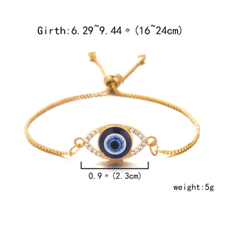 เครื่องประดับ สร้อยข้อมือ ชุบทอง 18k จี้ตาชั่วร้าย สีแดง สีฟ้า หลากสี เหมาะกับของขวัญ สไตล์วินเทจ แฟชั่นเรโทร สําหรับผู้ชาย และผู้หญิง