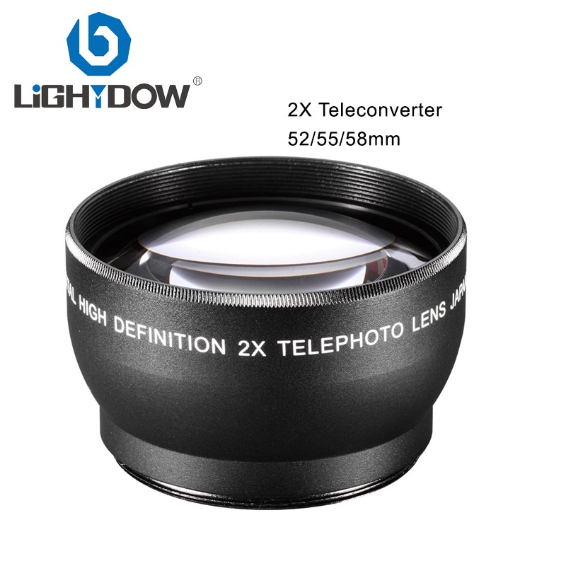 Lightdow 2X Teleconverter สําหรับเลนส ์ กล ้ อง DSLR ขนาด 52 มม . 55 มม . 58 มม