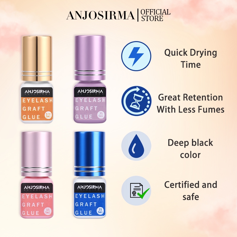 ANJOSIRMA 5 มล กาวต่อขนตา สีดำ แห้งเร็ว สำหรับต่อขนตา