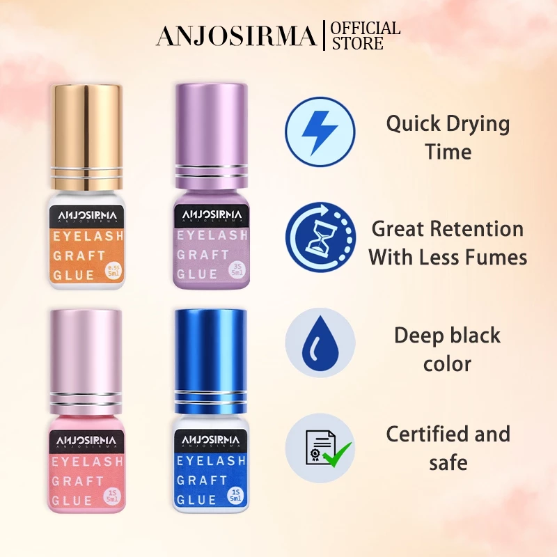 ANJOSIRMA 5 มล กาวต่อขนตา สีดำ แห้งเร็ว สำหรับต่อขนตา
