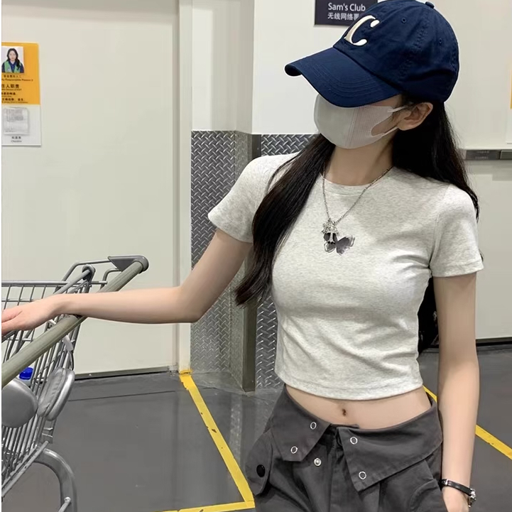 【WJZ】เสื้อยืดแขนสั้นทรงสลิมฟิตพิมพ์ลายผีเสื้อแฟชั่นเกาหลีส รูปที่ 7