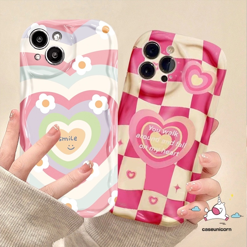 การ ์ ตูนน ่ ารักดอกไม ้ หน ้ ายิ ้ มสําหรับiPhone 11 7 8 6 6s 14 Plus 13 12 11 14 Pro Max XR 7Plus X XS Max SE 2020 11Pro Maxแฟชั ่ นGradient Loveหัวใจดอกไม ้ นุ ่ มกรณี
