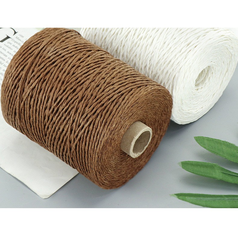 350meters Raffia Rolled Straw Yarn Loewe หมวกถักกระเป๋าเส้นด้ายถัก ไหมราเฟียถักกระเป๋า ถักหมวก ขนาด 