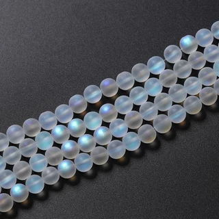 St. kunkka 8-10 มม.ลูกปัดแก ้ วใสรอบ Frosted สีขาว Moonlight สําหรับ DIY สร ้ อยข ้ อมือลูกปัดสร ้ อยคอเครื ่ องประดับเครื ่ องประดับ