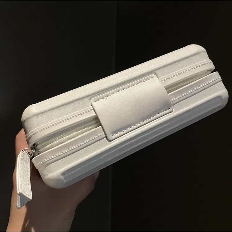 Travelcul ทนทาน Off-White Mini กระเป๋าเดินทางกันน้ํา Crossbody กระเป๋าป้องกัน Hard Shell Organizer กระเป๋าเครื่องสําอางที่ทนทาน