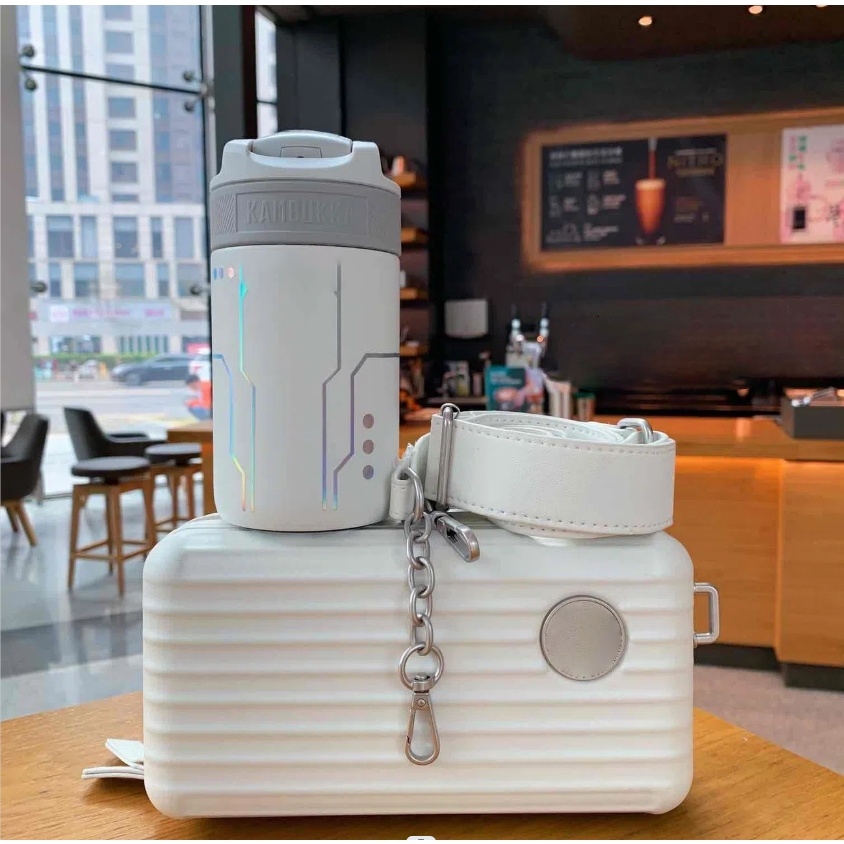 Travelcul ทนทาน Off-White Mini กระเป๋าเดินทางกันน้ํา Crossbody กระเป๋าป้องกัน Hard Shell Organizer กระเป๋าเครื่องสําอางที่ทนทาน