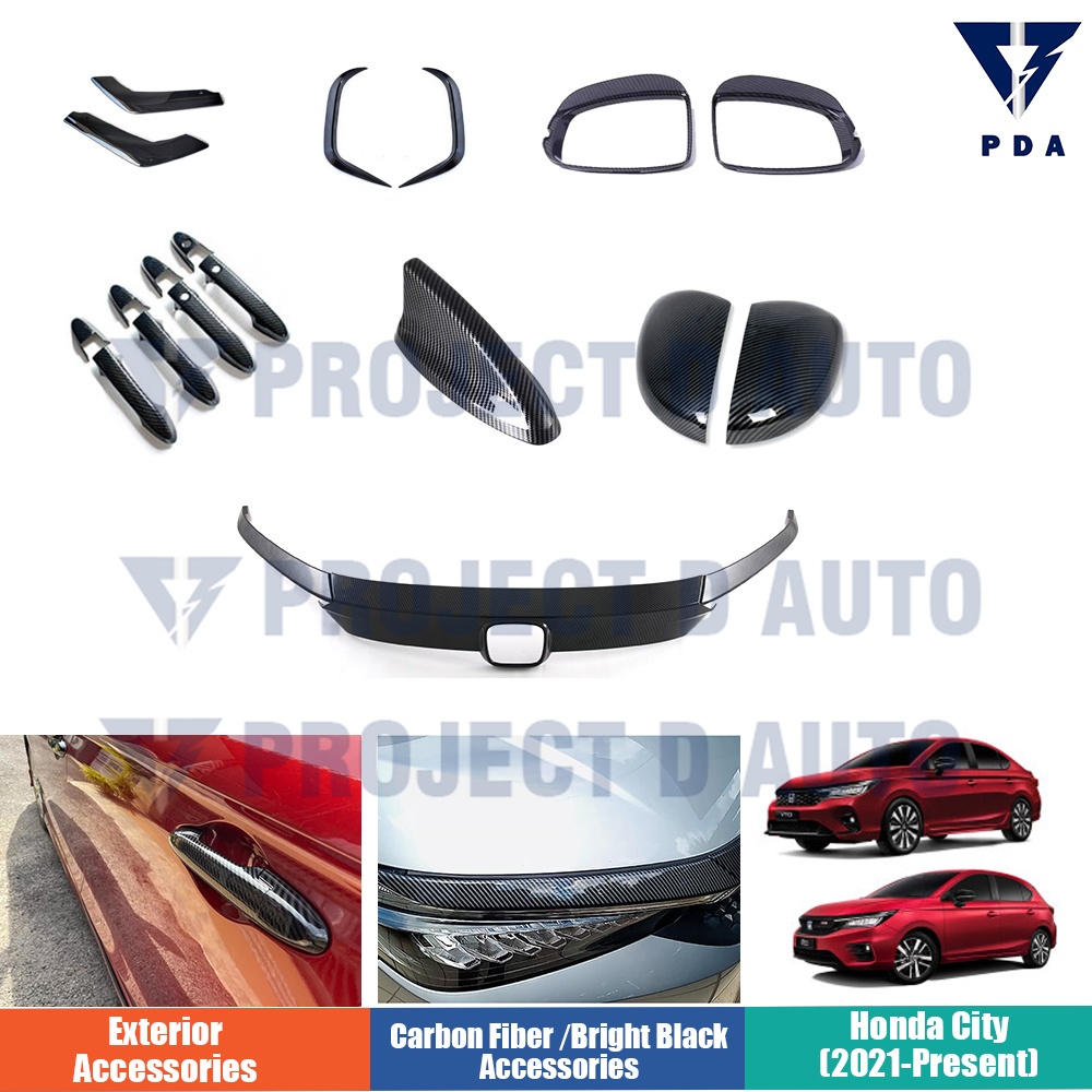 Honda City Sedan hatchback (2021-ปัจจุบัน ) ฝาครอบมือจับประตู ครอบกระจกมองข้าง คาร์บอนไฟเบอร์ อุปกรณ์ตกแต่งภายนอก