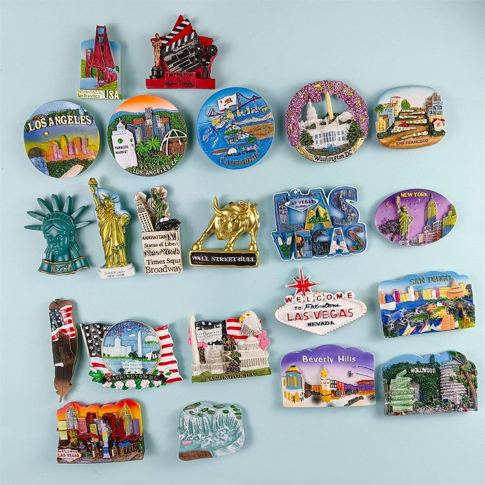 North America United States fridge magnet Washington San Francisco Los Angeles New York Magnetic สติ๊กเกอร์ติดตู้เย็นสําหรับตกแต่งบ้าน