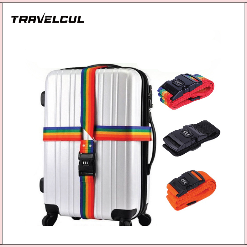 Travelcul Rainbow กระเป๋าเดินทางสายคล้องเข็มขัดข้ามกระเป๋าเดินทางหัวเข็มขัดปรับได้ Baggage เข็มขัดล็อครหัสผ่าน