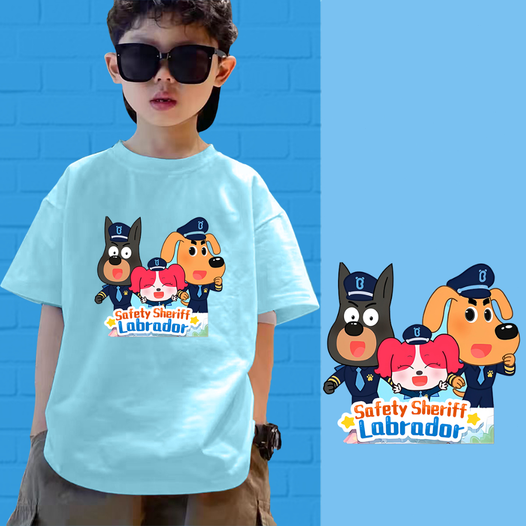 เสื้อยืดเด็ก sheriff labrador Children's T-shirt NO.048 สบาย ๆ ตลกคู่แขนสั้นชายและหญิง