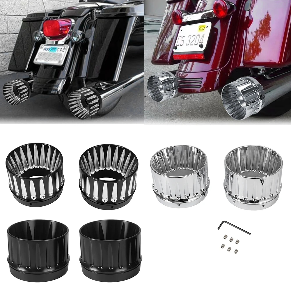 รถจักรยานยนต์ 4.4 "Slip On Exhaust Mufflers เคล็ดลับ End Caps สําหรับ Harley Touring CVO Street Road Electra Glide Road King FLHR 1995-2023