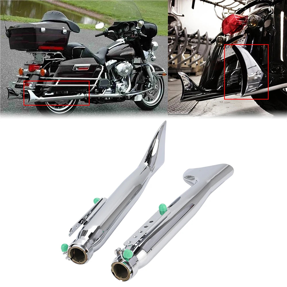 Universal ซ ้ ายขวารถจักรยานยนต ์ ท ่ อไอเสียหางปลาสําหรับ Bobbers Racing จักรยาน Chopper Cafe Racer Vintage Silencer