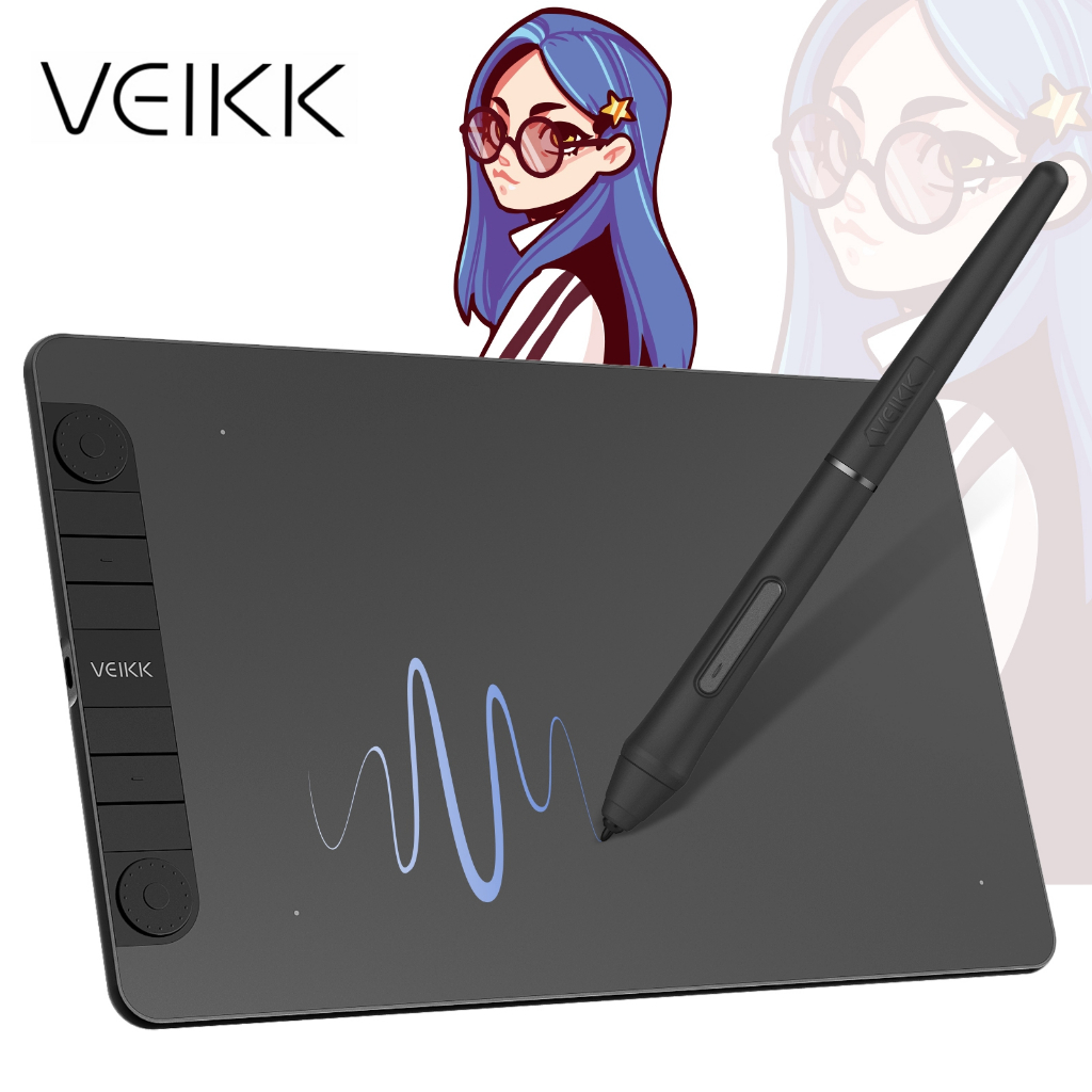 กระดานวาดภาพอิเล็กทรอนิกส์ VEIKK VK1060Pro แท็บเล็ตการวาดภาพ แท็บเล็ตกราฟิกดิจิตอล