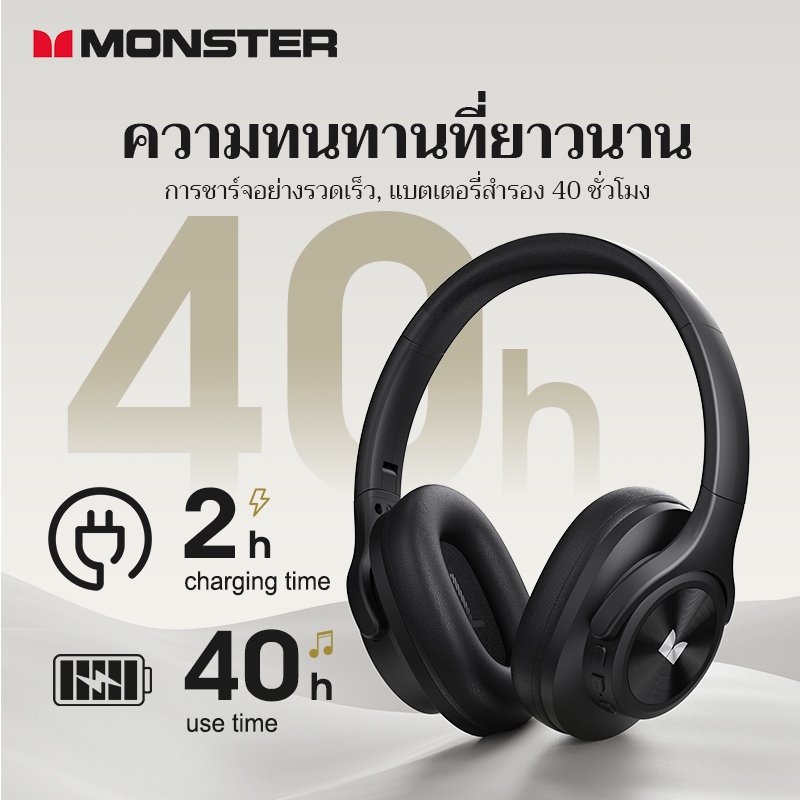 Monster MISSION 200 หูฟังบลูทูธ Bluetooth 5.3 3EQ Noise Reduction Headphone Low Latency Gaming หูฟัง with MIC หูฟังครอบหู