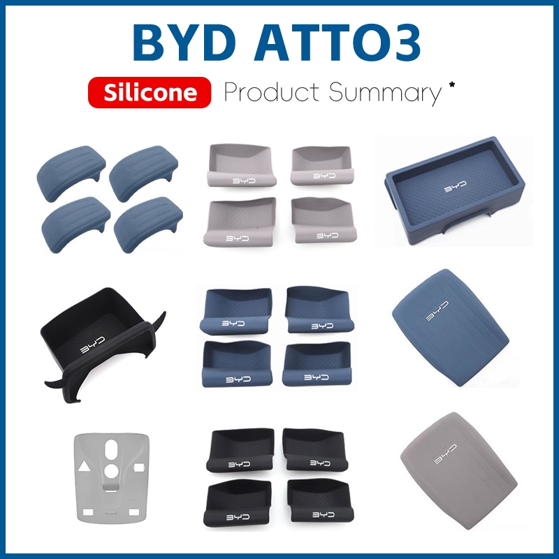 เหมาะสําหรับ Biadi byd atto3 ev ซิลิโคนภายในฝาครอบป้องกันแผ่นป้องกันกล่องเก็บแผ่นที่เท้าแขนกล่องแผ่นป้องกันหน้าจอกรอบดึงถุงมือเครื่องมือกล่องเก็บด้านหลังเพิ่มพื้นที่ภายในประตูล็อคหัวเข