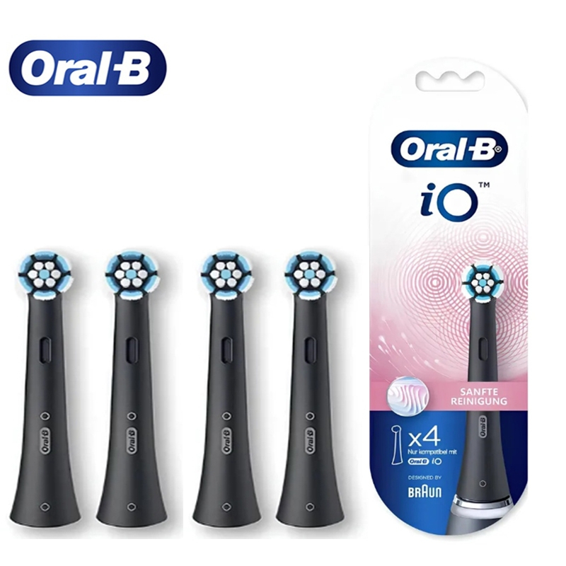 สําหรับหัวเปลี่ยนแปรงสีฟันทําความสะอาดแบบนุ่ม Oral B io 4 ชิ้น/กล่อง สีดํา