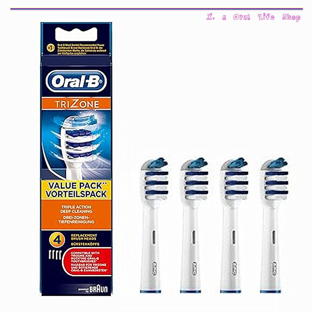 Oral B EB30 Trizone หัวเปลี่ยนแปรงสีฟันไฟฟ้า,4เคาน์เตอร์[TRIPLE ACTIONDEEP CLEANING]