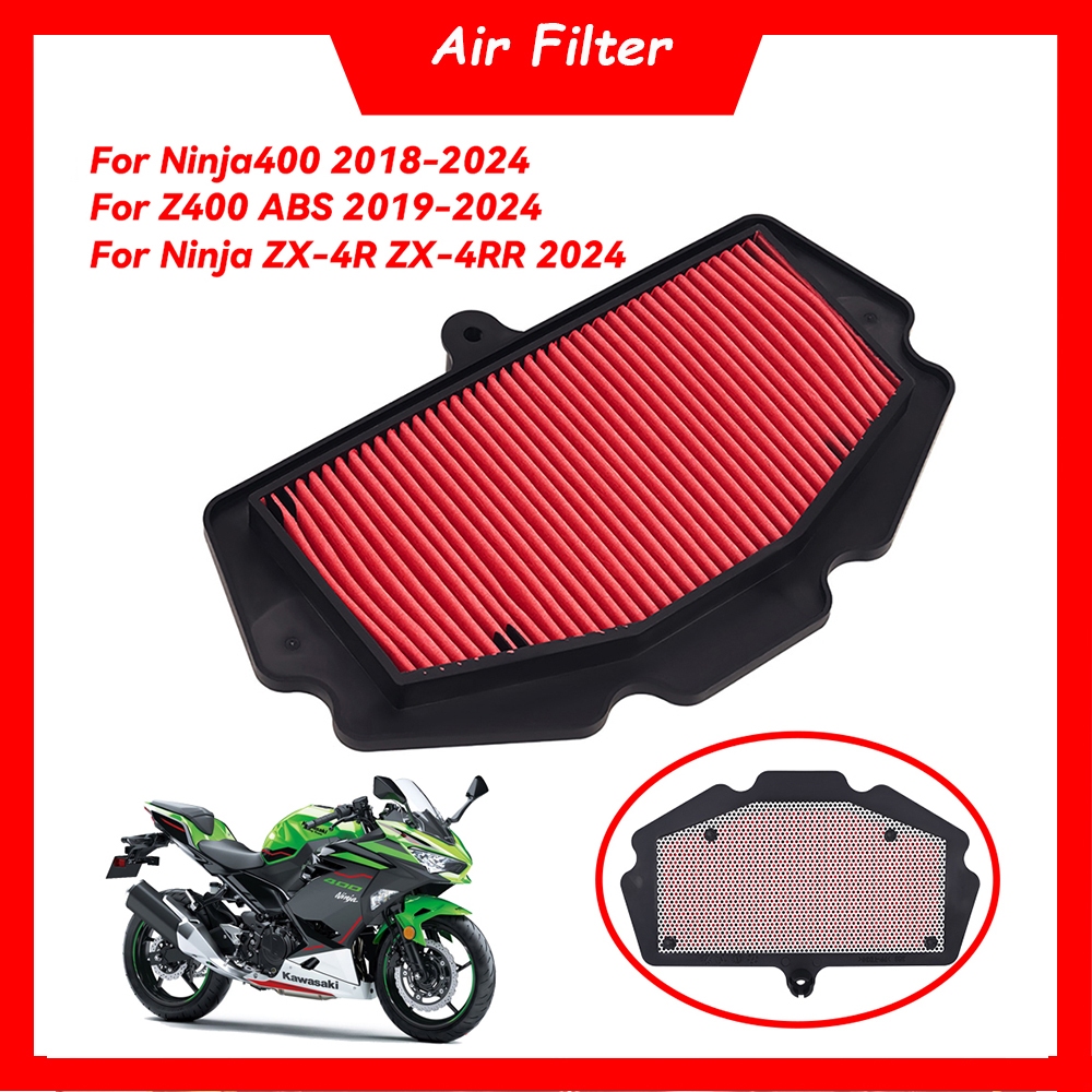 รถจักรยานยนต ์ เครื ่ องยนต ์ Air Intake กรองทําความสะอาด Air Filter สําหรับ Kawasaki Ninja 400 Ninja400 2018-2024 ZX-4R ZX-4RR ER400 EX400 Z400