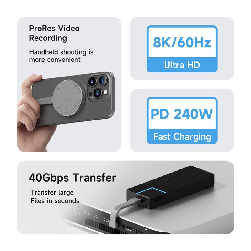 Hagibis สั้นประเภท C ถึง USB C สาย 40Gbps USB4 สายใช้งานร่วมกับ Thunderbolt 4/3 8K60hz PD 240W Fast Charging สําหรับ SSD iPhone 16/15 Pro iPad