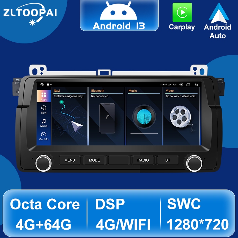 ZLTOOPAI เครื่องเล่น Android 8.8 "BMW E46 Rover75 MG ZT Navigation GPS Android13 128GB Carplay Andro