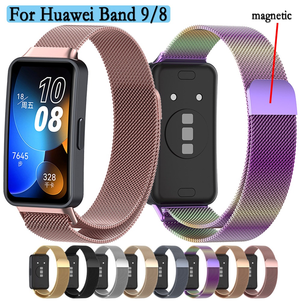 สําหรับ Huawei Band 9 / สําหรับ Huawei Band 8 Milanese สายเข ็ มขัดแม ่ เหล ็ กสมาร ์ ทนาฬิกาเปลี ่ ยนสายรัดข ้ อมือสร ้ อยข ้ อมืออุปกรณ ์ เสริม Correa