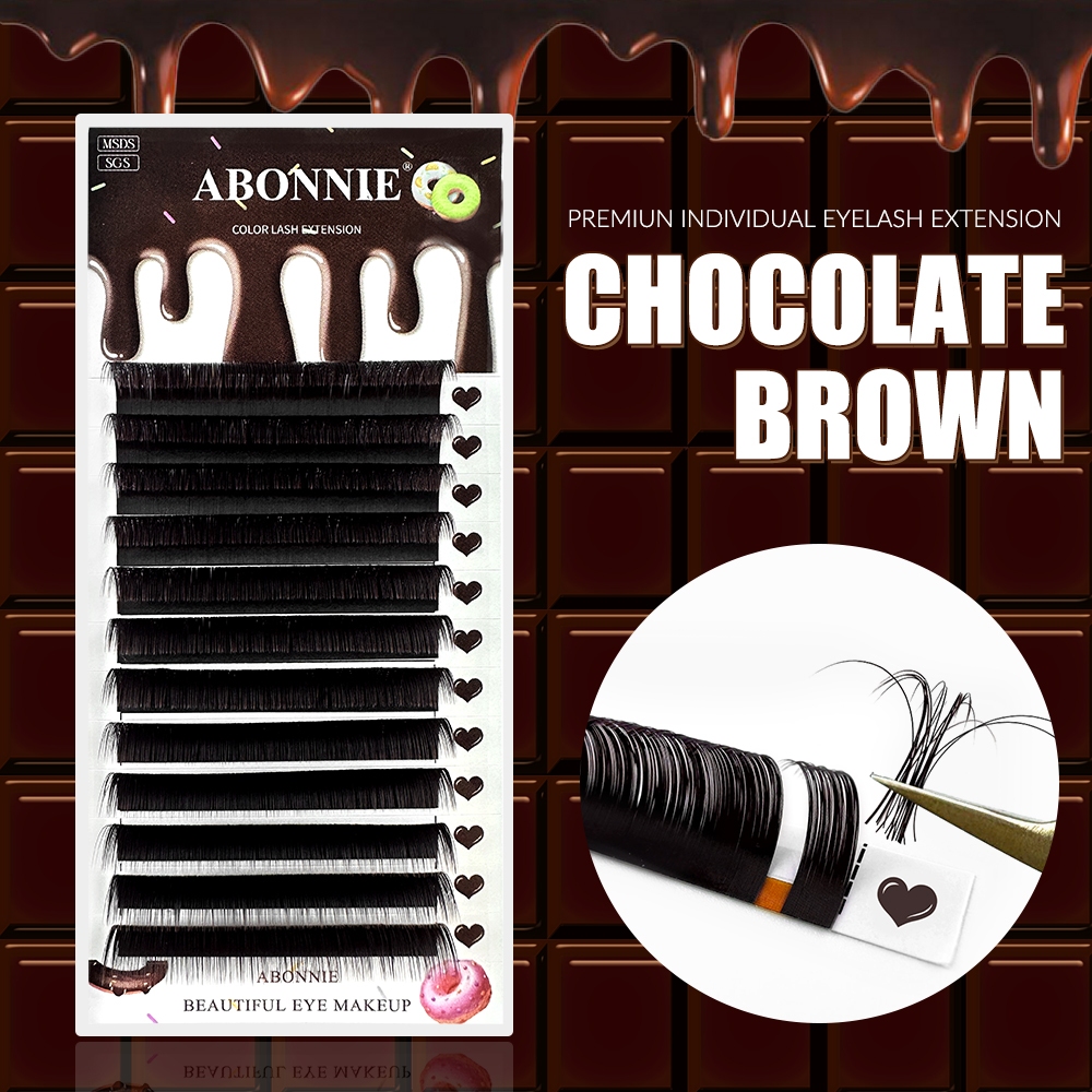Abononnie Chocolate Classic Eyelashes Brown Eyelashes Extensions Fluffy Lashes