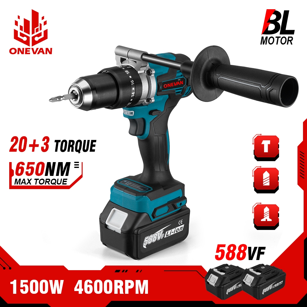 Onevan สว่านไขควงไฟฟ้า ไร้แปรงถ่าน 20+3 แรงบิด 3In1 สําหรับแบตเตอรี่ Makita 18V