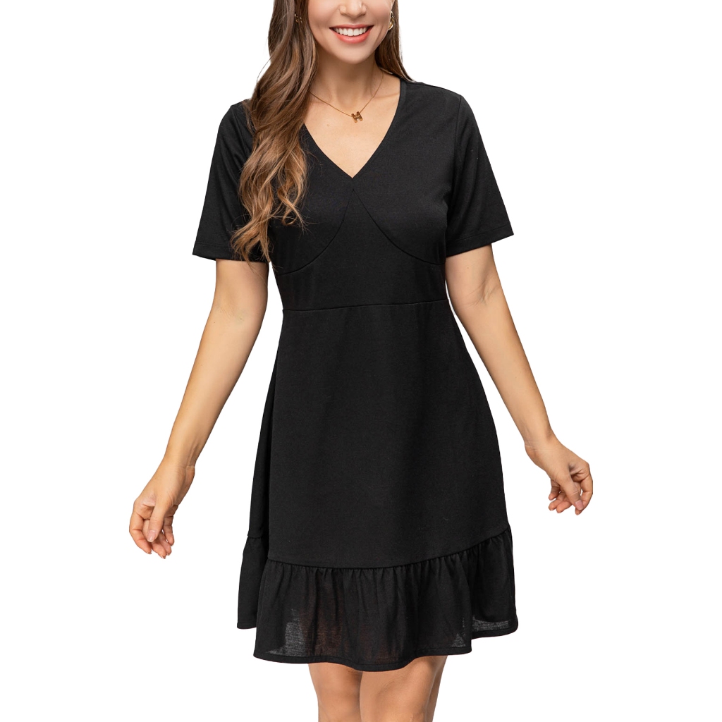Women's Bow Tie Summer Dress 2025 | V-Neck Ruffle Short Sleeve | Casual & Cocktail Mini Dress