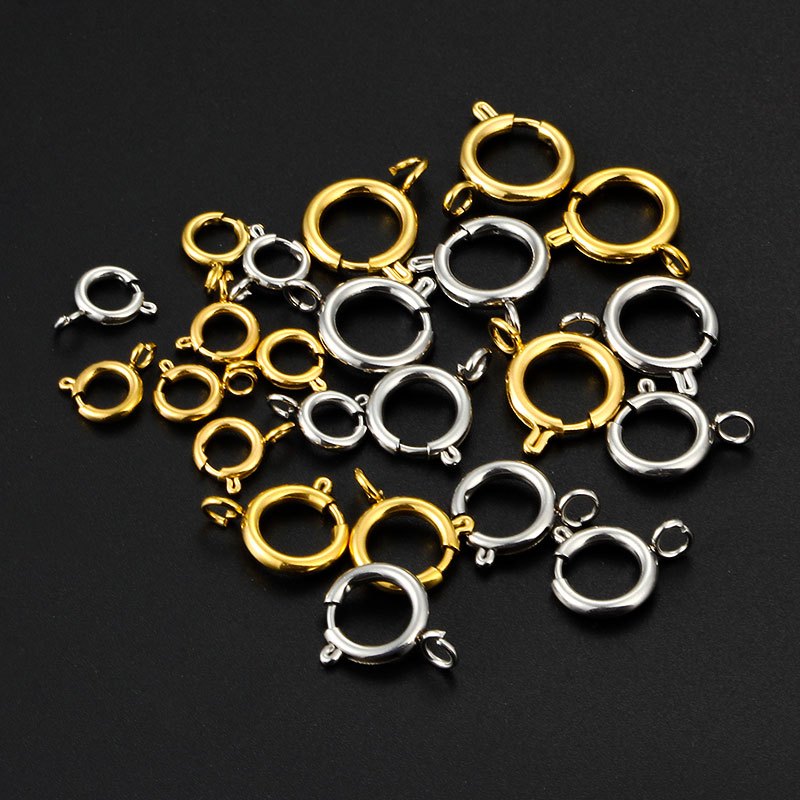 สแตนเลสทองรอบ Claw ฤดูใบไม้ผลิ Claspsps ตะขอสําหรับสร้อยข้อมือสร้อยคอตัวเชื่อมต่อ DIY เครื่องประดับทําอุปกรณ์