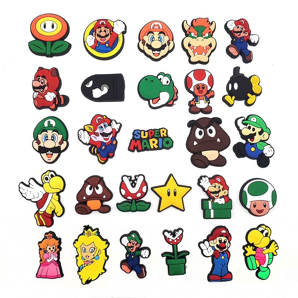 【 สต ๊ อกพร ้ อม 】 เกมการ ์ ตูนคลาสสิกใหม ่ 《 Super Mario 》 Graffiti Series Jibbitz PVC Shoe Charms DIY ตกแต ่ งสําหรับ Crocs Clogs เด ็ กผู ้ หญิง Party Favor ของขวัญ
