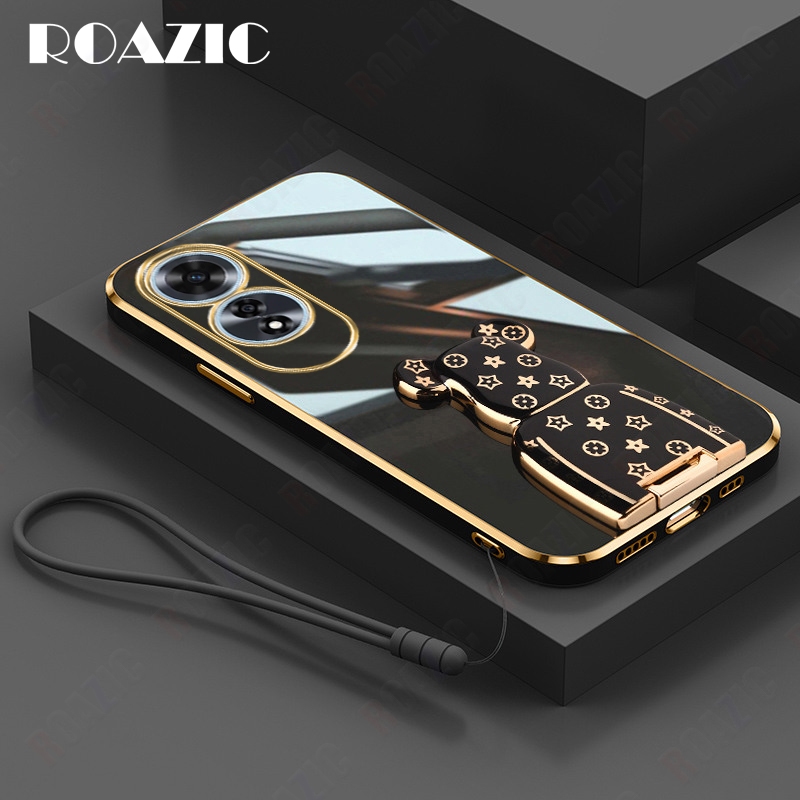 ผู ้ ถือหมีเคสโทรศัพท ์ สําหรับOPPO A60 พร ้ อมเชือกเส ้ นเล ็ กไฟฟ ้ าปลอกซิลิโคนอ ่ อนนุ ่ มกันกระแทกปกหลังSXL01-2