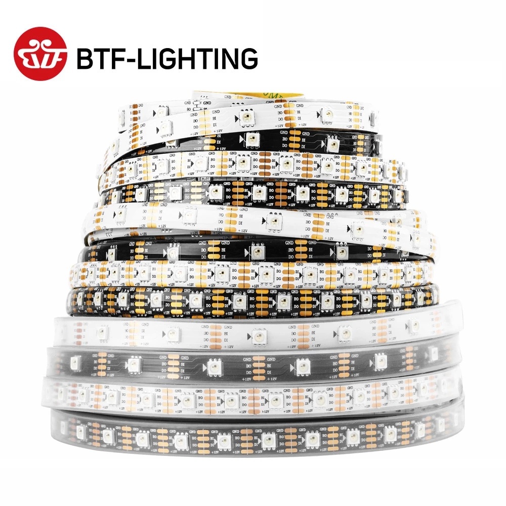 BTF-LIGHTING WS2815 RGB IC แถบแสง LED 30/60/100/144 LEDs สายข้อมูลคู่ 4pin DC12V IP30 IP65 IP67