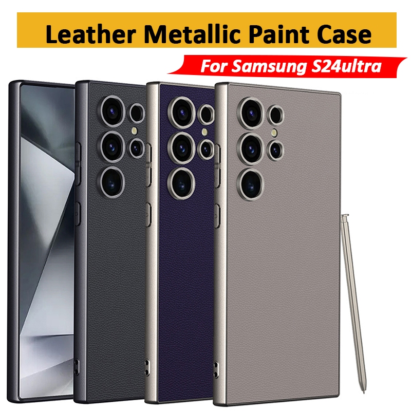 เคสโทรศัพท์หนังสําหรับ Samsung Galaxy S25 Ultra S24 Ultra เคสกันกระแทก Soft TPU สีเมทัลลิคสําหรับ S25 + S24ultra Shell Full Coverage Case พร้อมเลนส์กรอบ Protector
