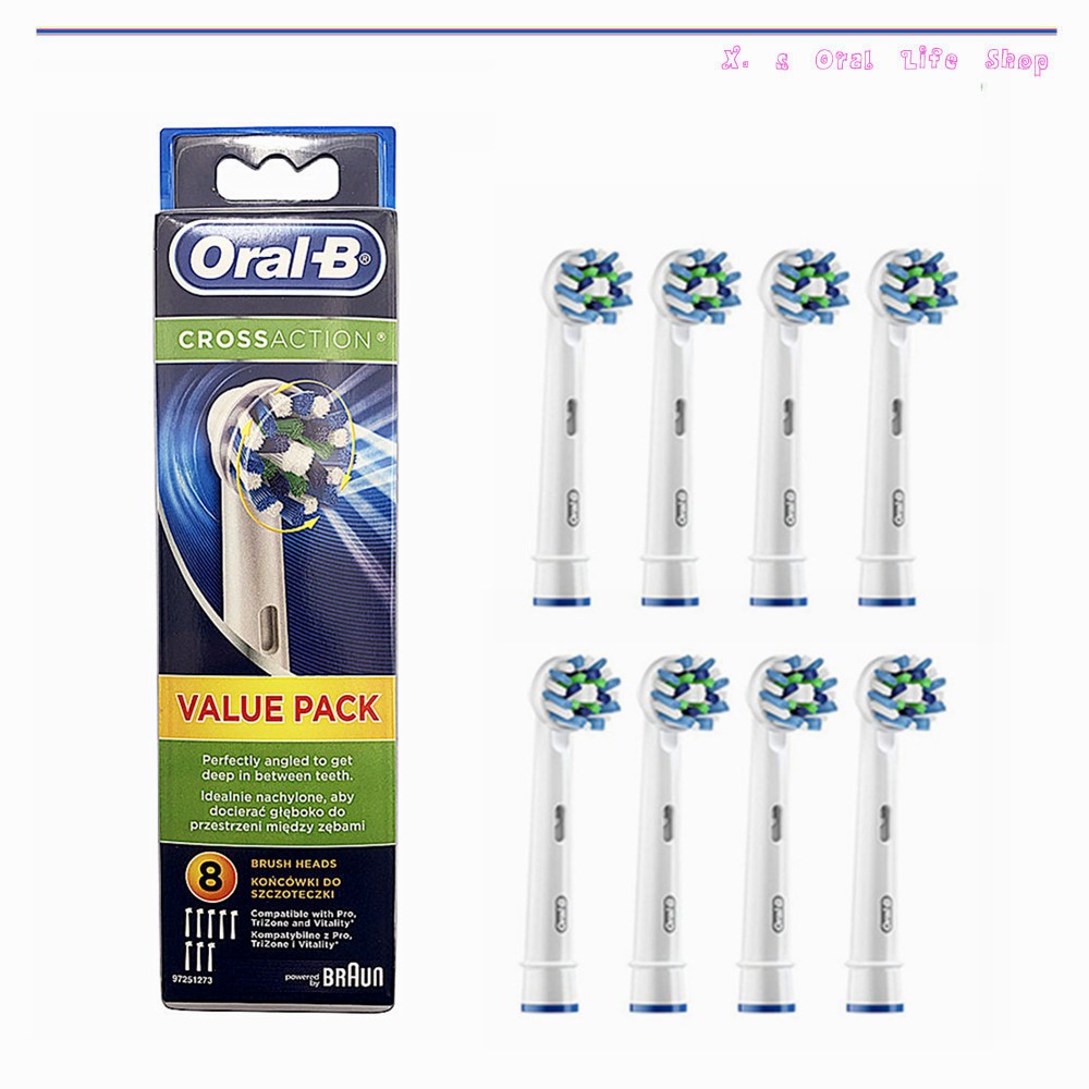 Oral B Cross Action Value Pack หัวแปรงเปลี่ยนแปรงสีฟัน (4/8 นับ)