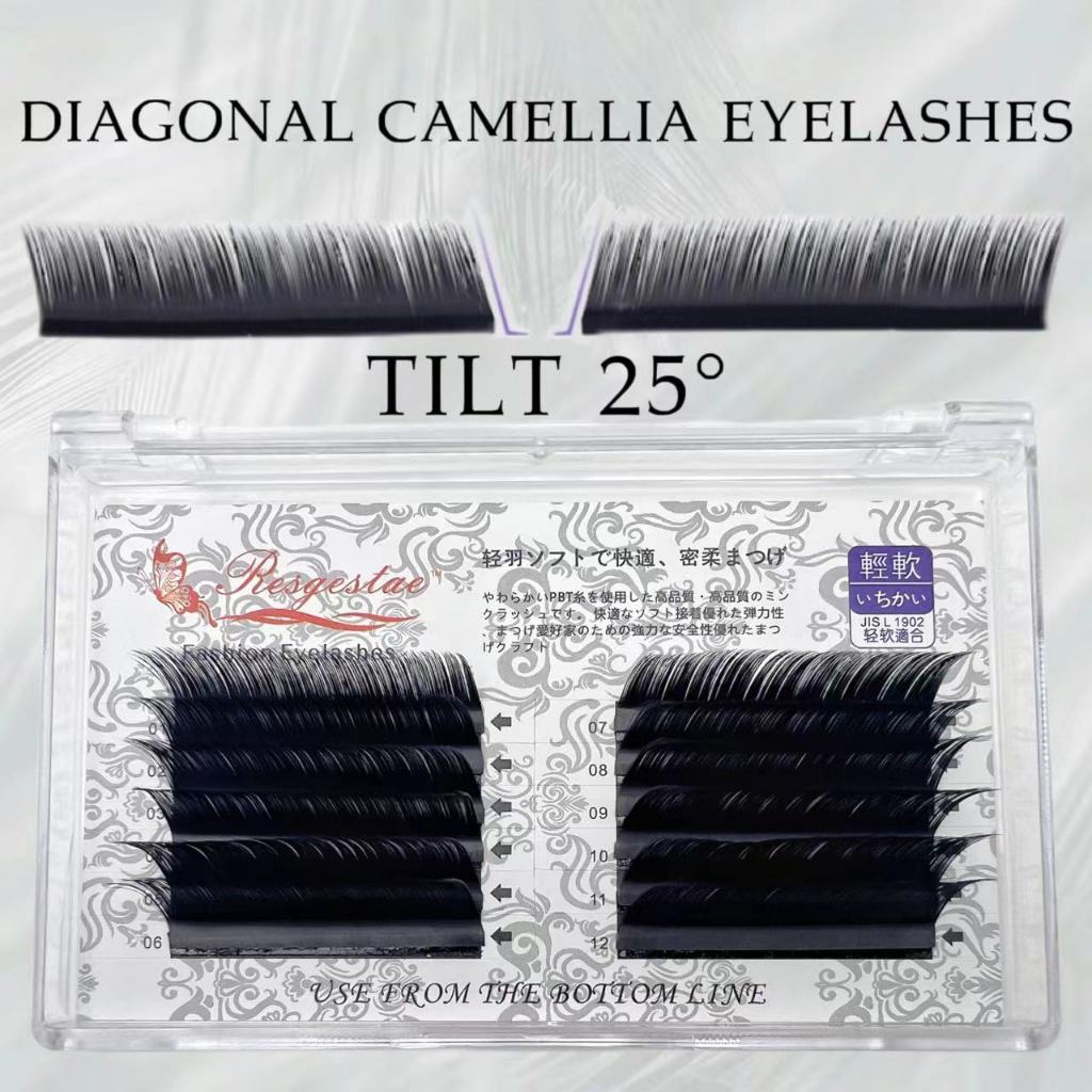 ขนตาปลอม 0.07 ฟ็อกซ์ชุดเอียง Camellia แกะสลักขนตาความงามขนตาร้านค้าพิเศษการ์ตูนสไตล์ธรรมชาติหนาพิเศษนุ่ม