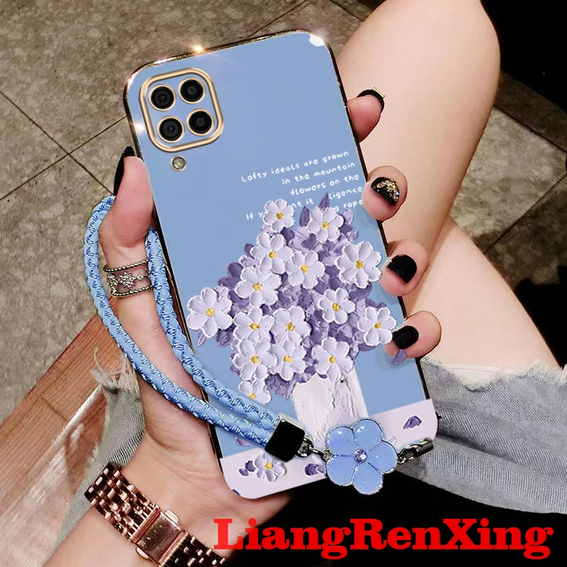 เคส ปลอก samsung a12 samsung a22 4g M12 เคสโทรศัพท์ดอกไม้การ์ตูน Softcase Electroplated ซิลิโคนกันกระแทก Protector Smooth Cover ดีไซน์ใหม่ DDYHHS01