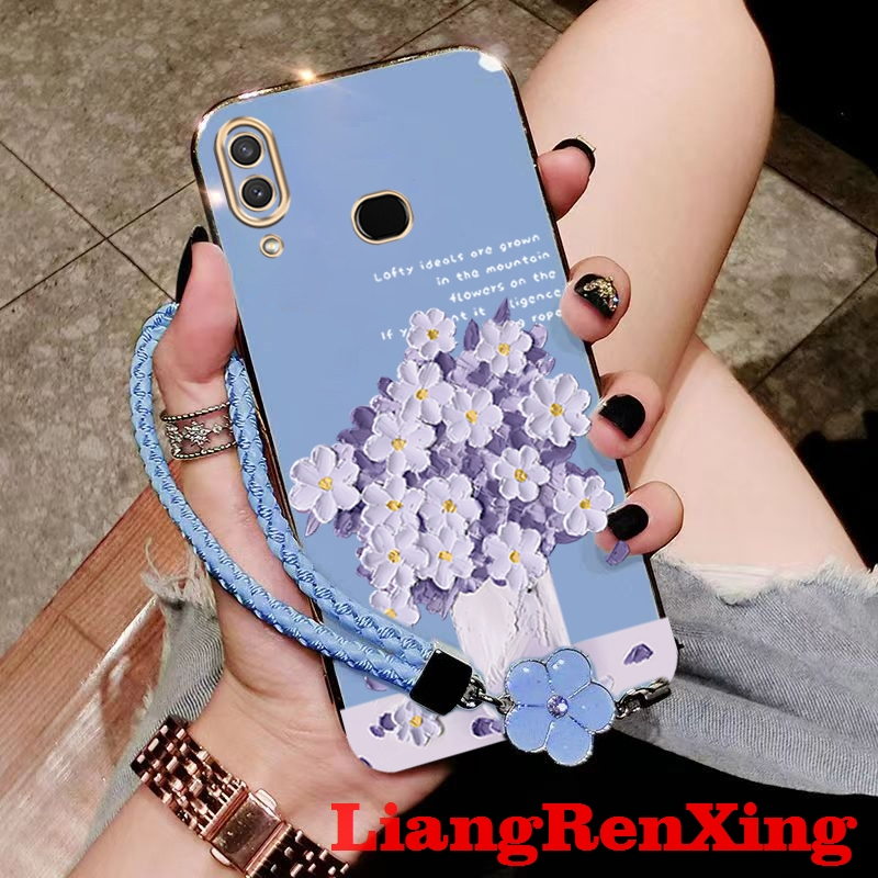 เคส SAMSUNG A10S เคสโทรศัพท ์ ดอกไม ้ การ ์ ตูน Softcase Electroplated ซิลิโคนกันกระแทก Protector Smooth Cover ออกแบบใหม ่ DDYHHS01