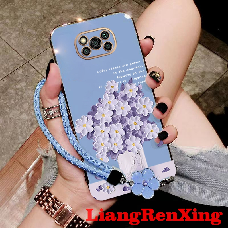 เคส ปลอก POCO X3 PRO POCO X3 NFC POCO X3 เคสโทรศัพท์ดอกไม้การ์ตูน Softcase Electroplated ซิลิโคนกันกระแทก Protector Smooth Cover ดีไซน์ใหม่ DDYHHS01