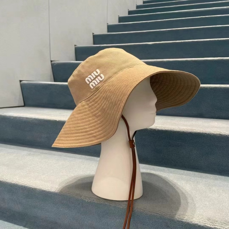 แฟชั่นใหม่ดาวเดียวกัน Miu Lace-up Bucket หมวกขอบใหญ่และใบหน้าเล็กสุภาพสตรีหมวกอ่างหมวกวันหยุด