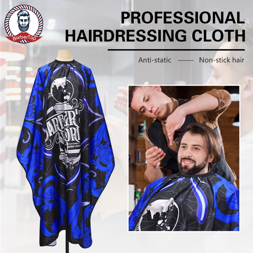 จัดส่งเดี๋ยวนี้ #Blue ผ้ากันเปื้อนตัดผมกันน้ํา Salon Hairdressing Cape ปรับปิด Hairdressing ผ้ากันเปื้อนน้ํา Anti-static Hairdressing Cape เครื่องมือ
