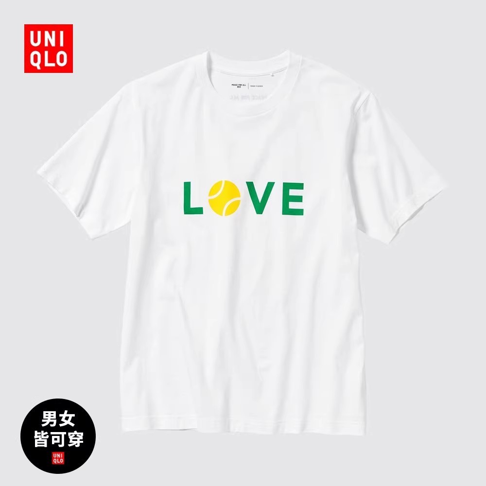 Uniqlo ผู ้ ชายและผู ้ หญิง Roger Federer พิมพ ์ เสื ้ อยืด Roger Federer Charity แขนสั ้ น