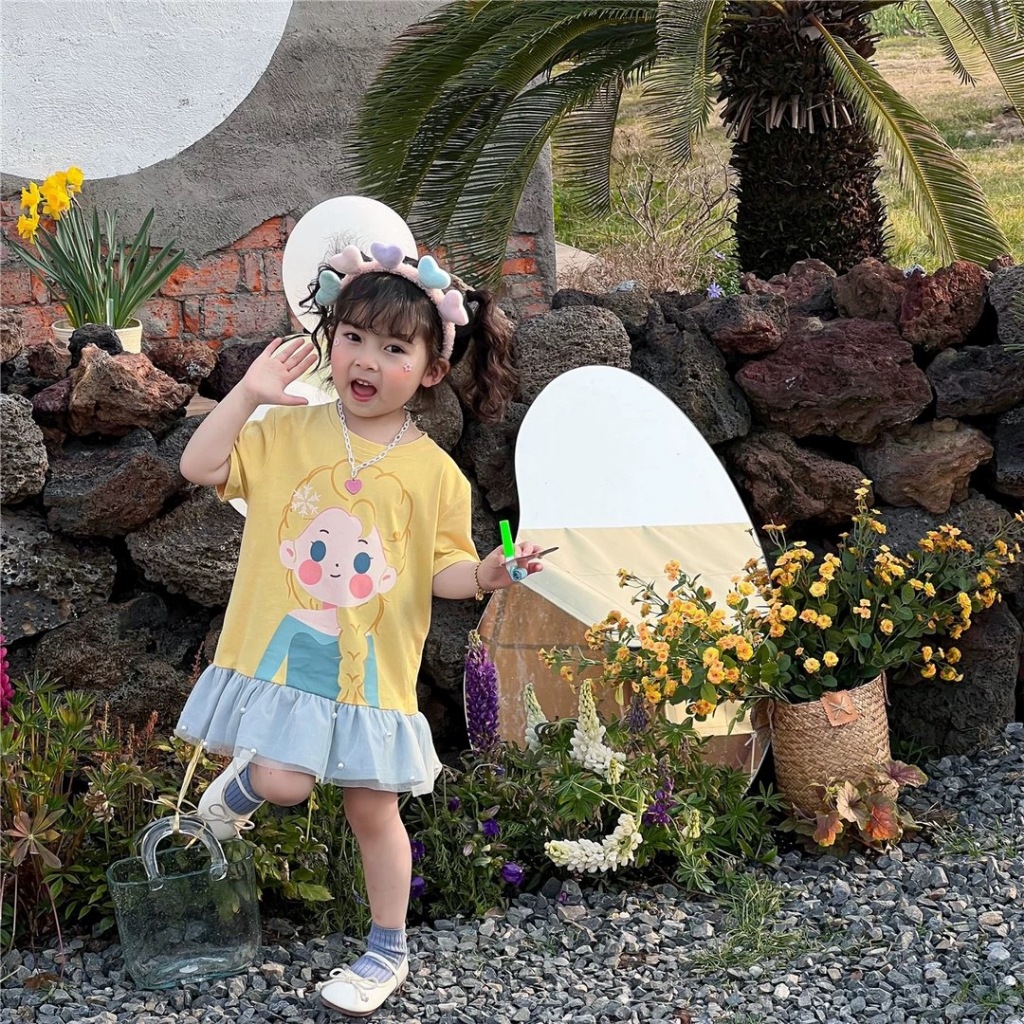 มินิเดรสเด็กผู้หญิง เดรสเด็กแขนกุด พิมพ์ลายทั้งตัว เดรสเด็กผู้หญิง 1-9 ขวบ - รูปที่ 4