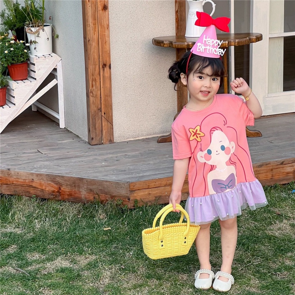 มินิเดรสเด็กผู้หญิง เดรสเด็กแขนกุด พิมพ์ลายทั้งตัว เดรสเด็กผู้หญิง 1-9 ขวบ - รูปที่ 3