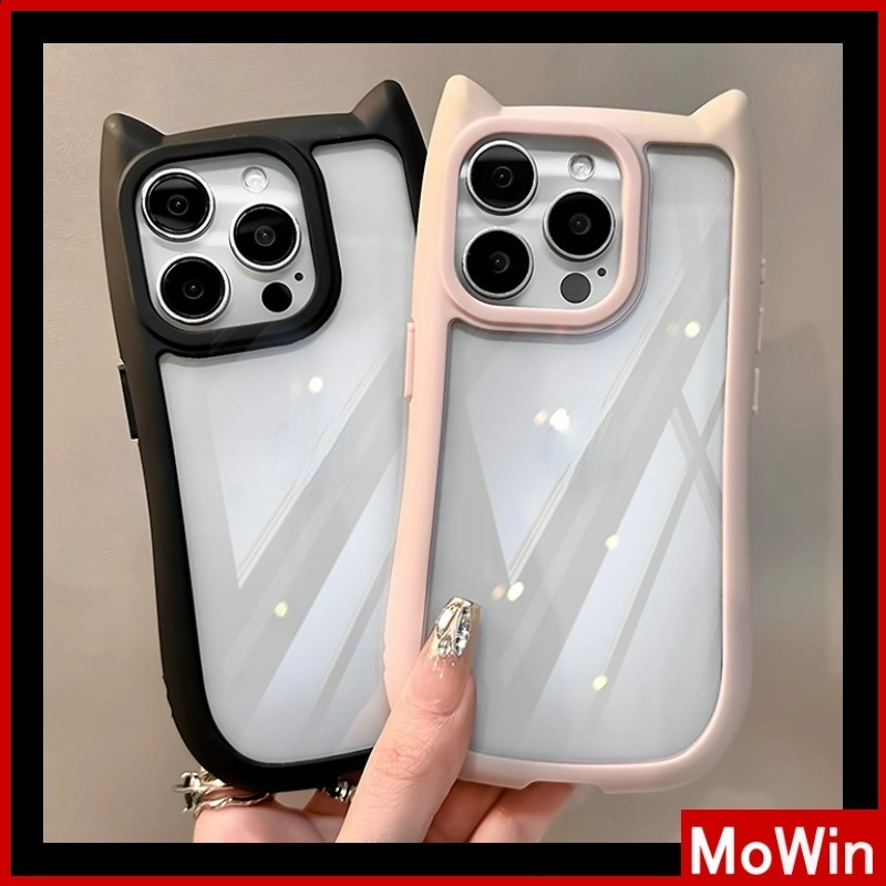 Mowin - สำหรับ iPhone 15 PRO MAX iPhone 11 กรณีหูแมวน่ารัก 2-in-อะคริลิคซิลิโคนกันกระแทกน่ารักหูแมวสีทึบใช้งานร่วมกับ iPhone 14 13 12 PRO MAX 11 XR XS MAX 7 8 PLUS