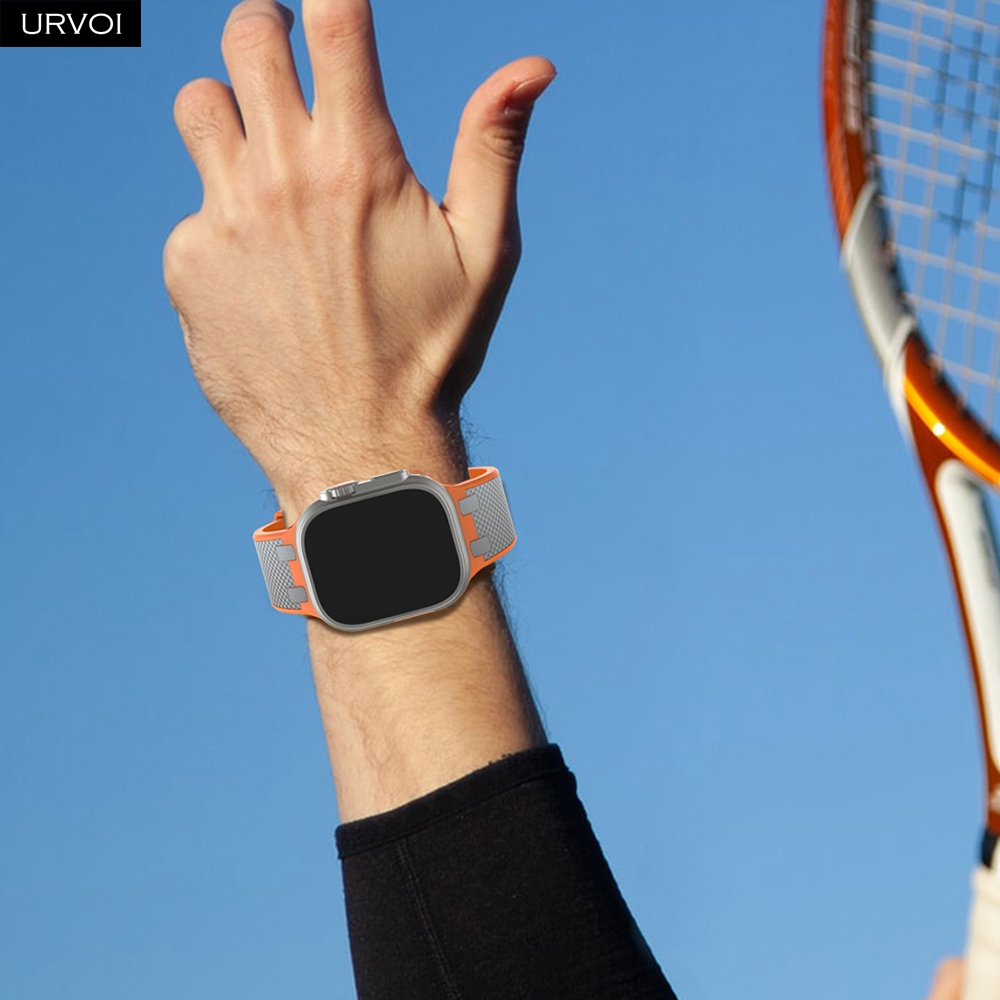 สายรัด URVOI สําหรับ Apple Watch Ultra 2 1 Series 9 876 SE 54 AP สายซิลิโคนสําหรับ iWatch สายรัดข้อมือทนทาน breathable สีคู่