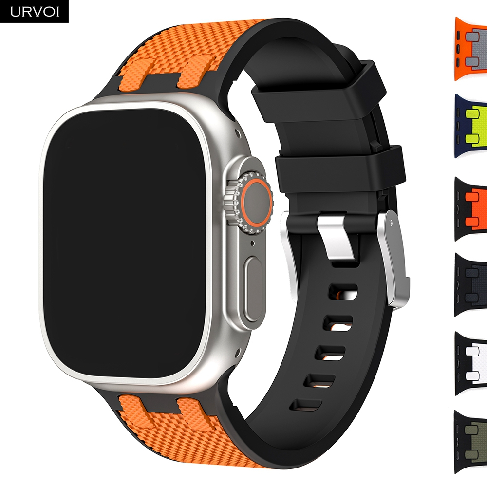 สายรัด URVOI สําหรับ Apple Watch Ultra 2 1 Series 9 876 SE 54 AP สายซิลิโคนสําหรับ iWatch สายรัดข้อมือทนทาน breathable สีคู่