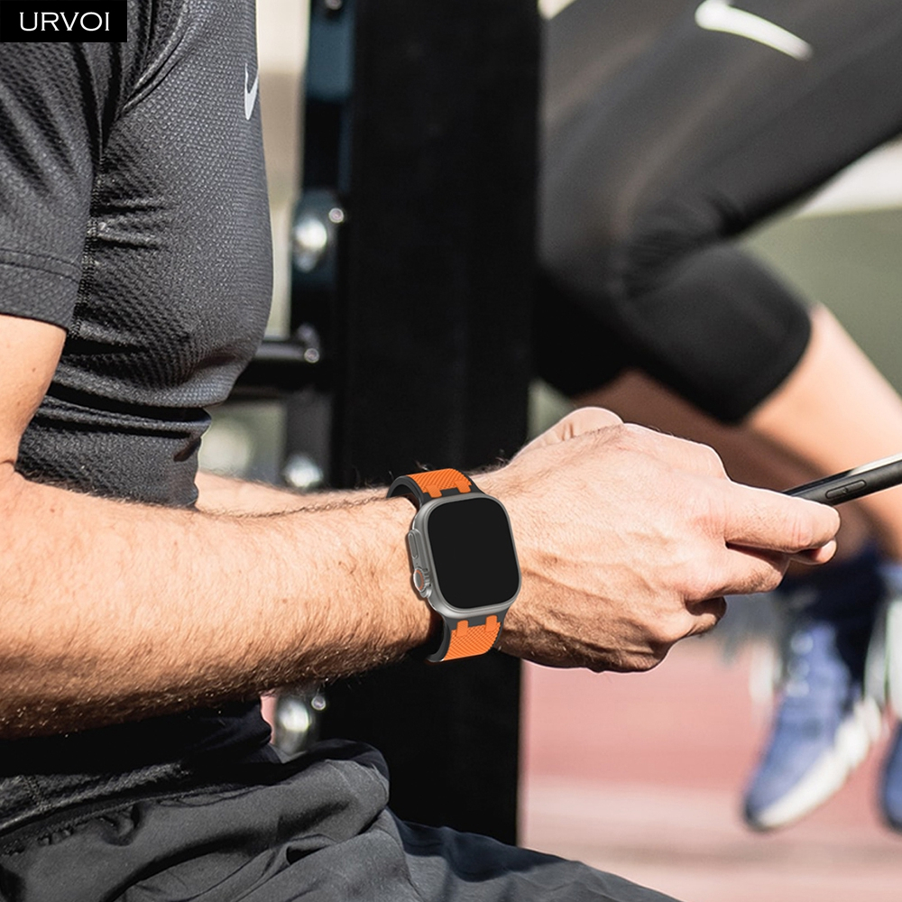 สายรัด URVOI สําหรับ Apple Watch Ultra 2 1 Series 9 876 SE 54 AP สายซิลิโคนสําหรับ iWatch สายรัดข้อมือทนทาน breathable สีคู่
