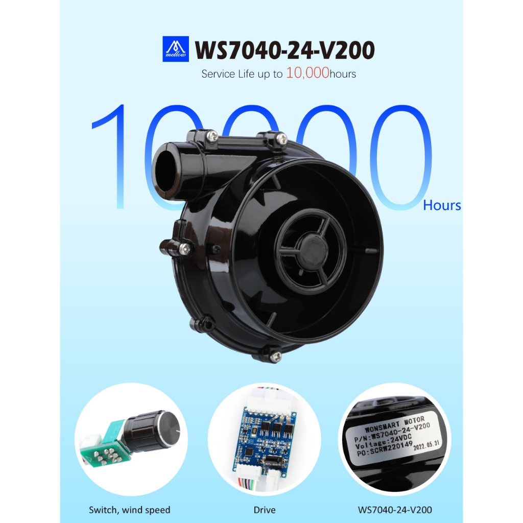 Mellow 24V Brushless Centrifugal Air Blower DC WS7040 7040 Blower พัดลม 6.5kpa สําหรับ VzBoT HevORT 3D เครื่องพิมพ์