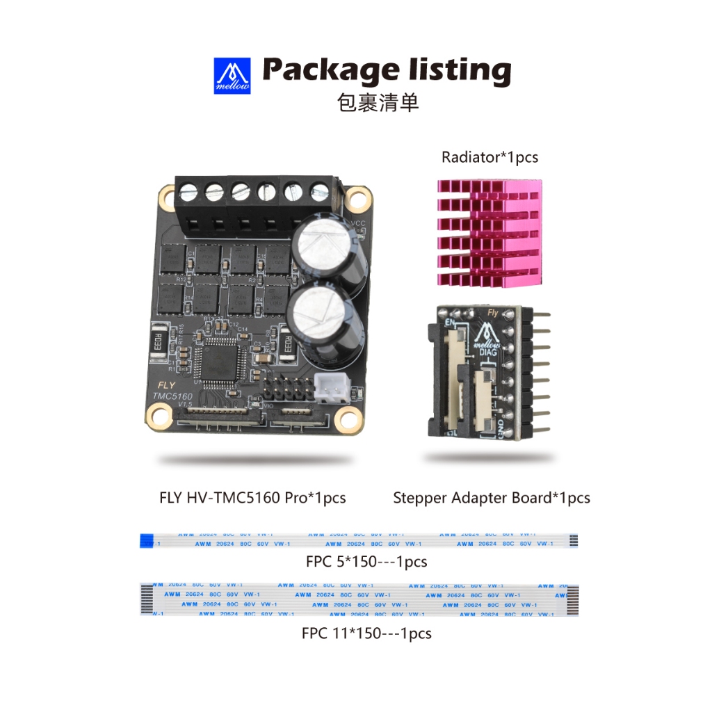 Mellow Fly 24V/48V HV TMC5160 Pro V1.5 Stepper Motor Driver สําหรับ Marlin / Klipper / RRF